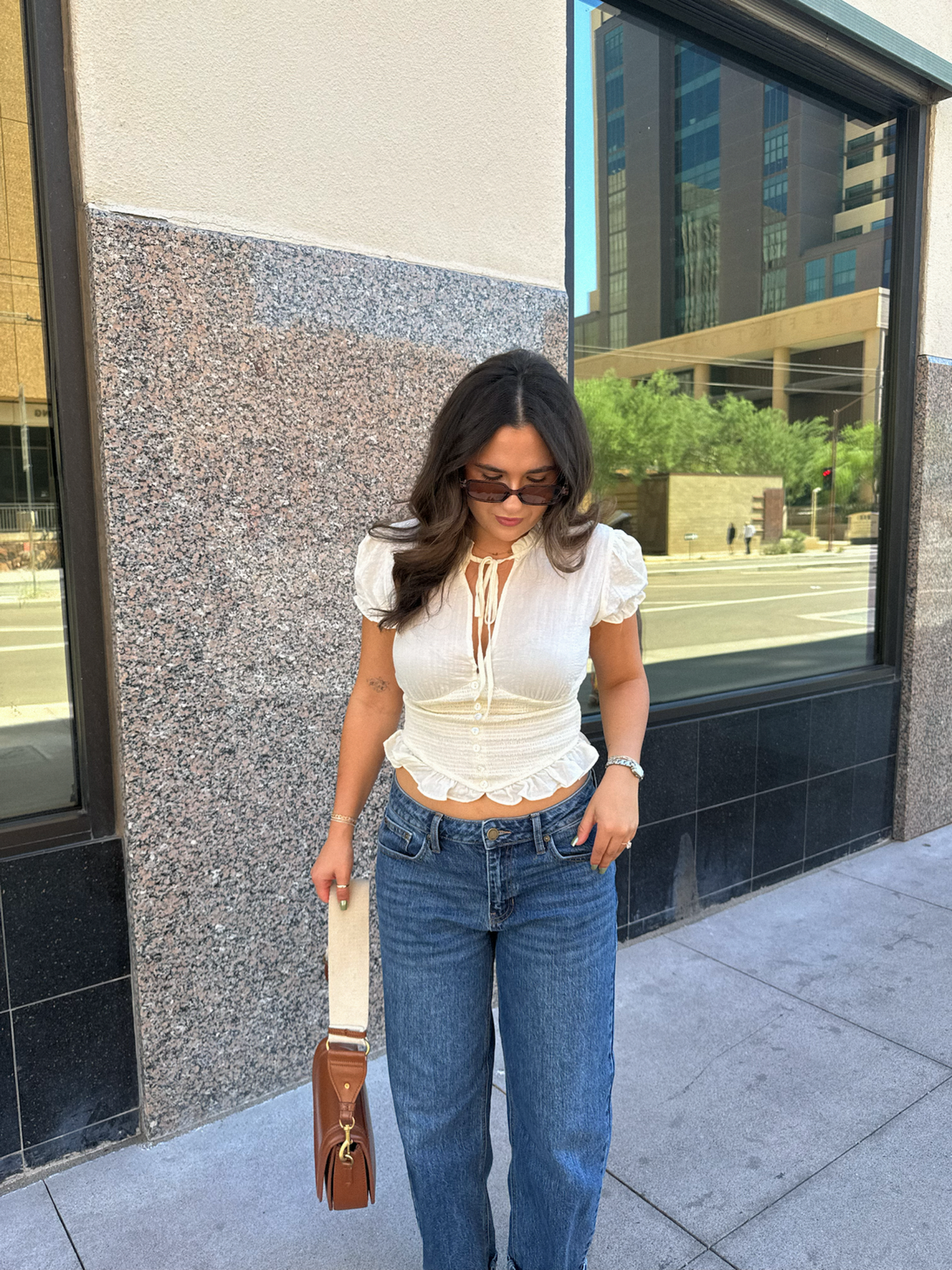 Lennon Peplum Keyhole Top