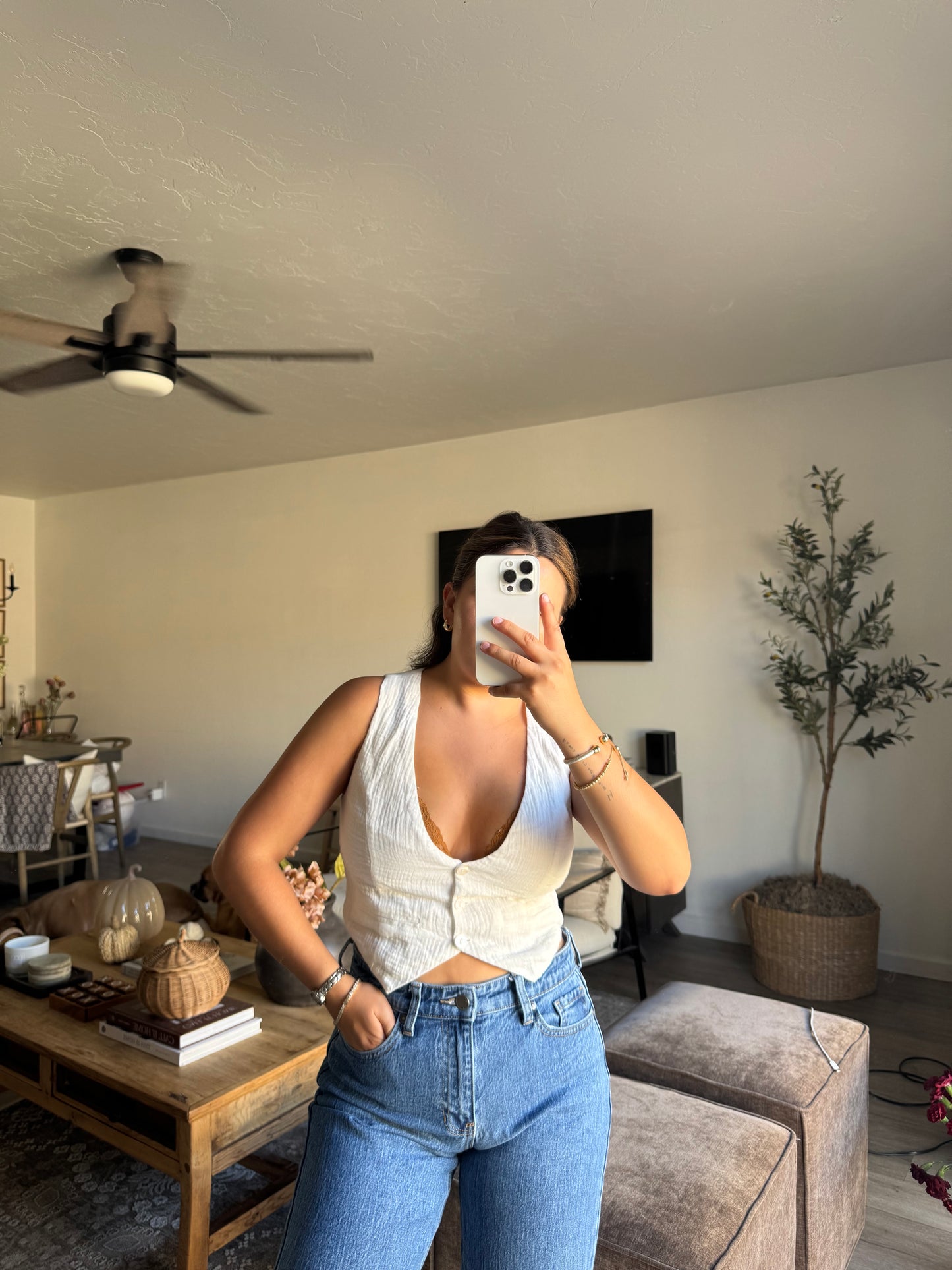 White Button Vest