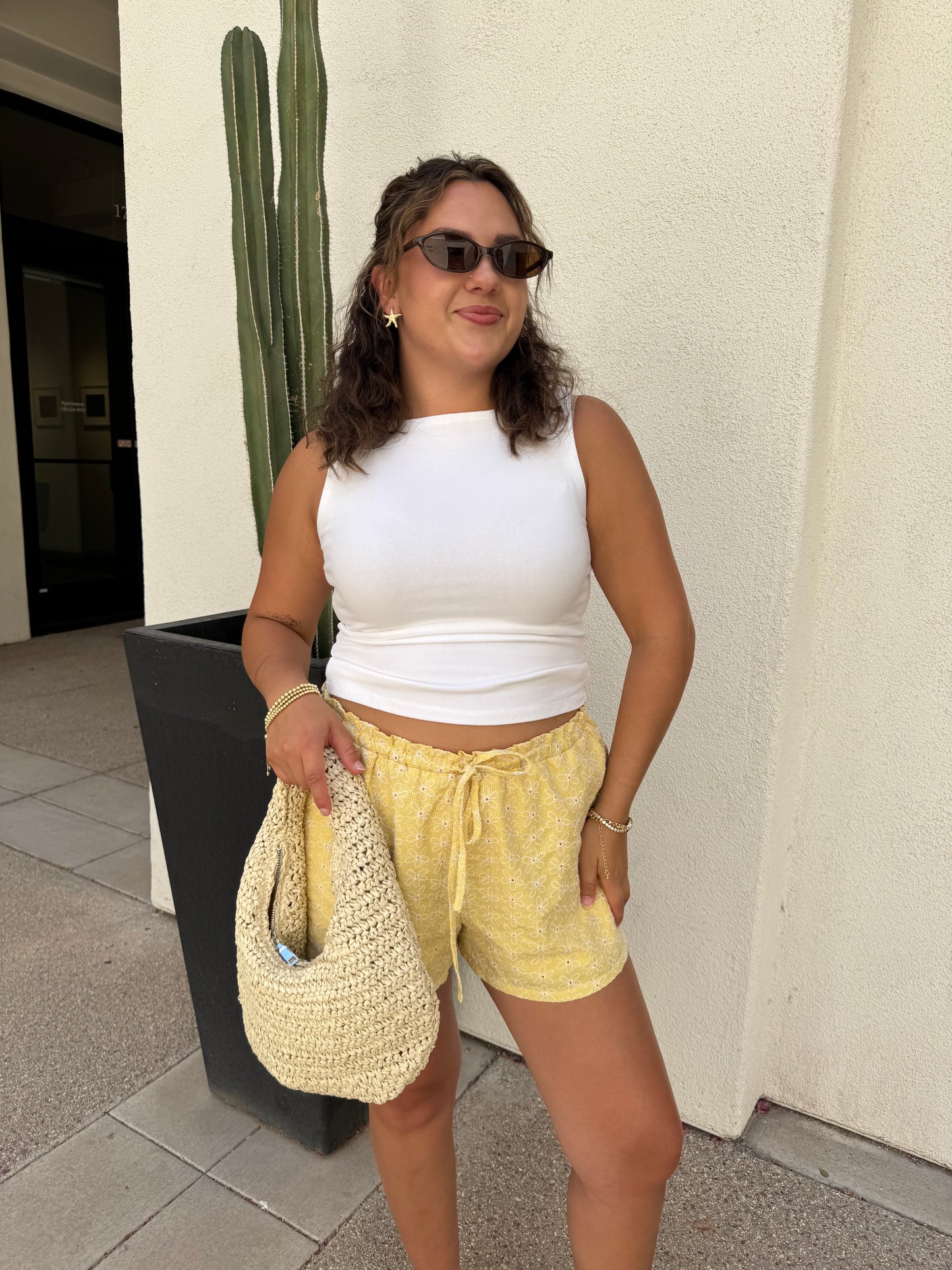 Boat Neckline Tank Top (White)