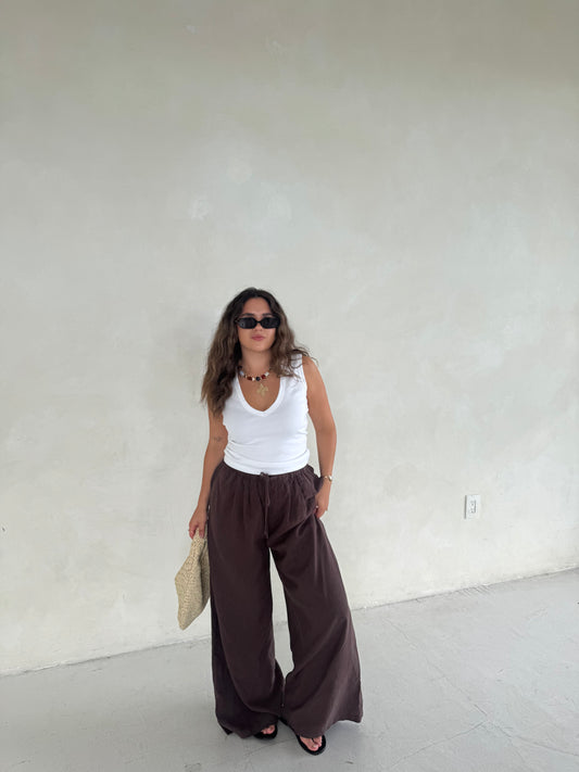 Sol Brown Linen Pant