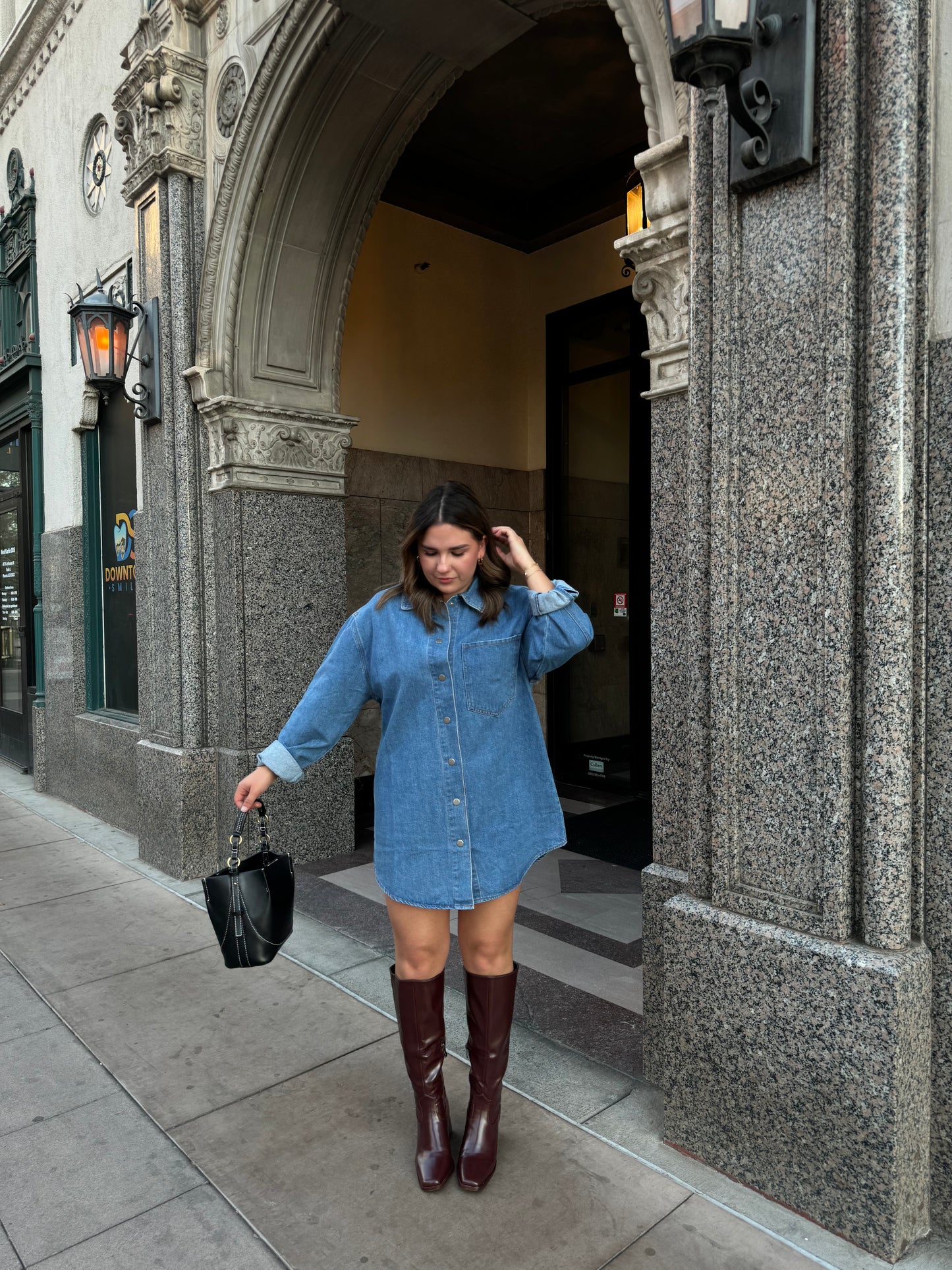 Denim Button Dress