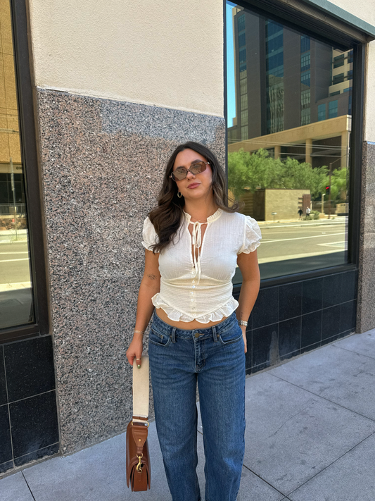Lennon Peplum Keyhole Top