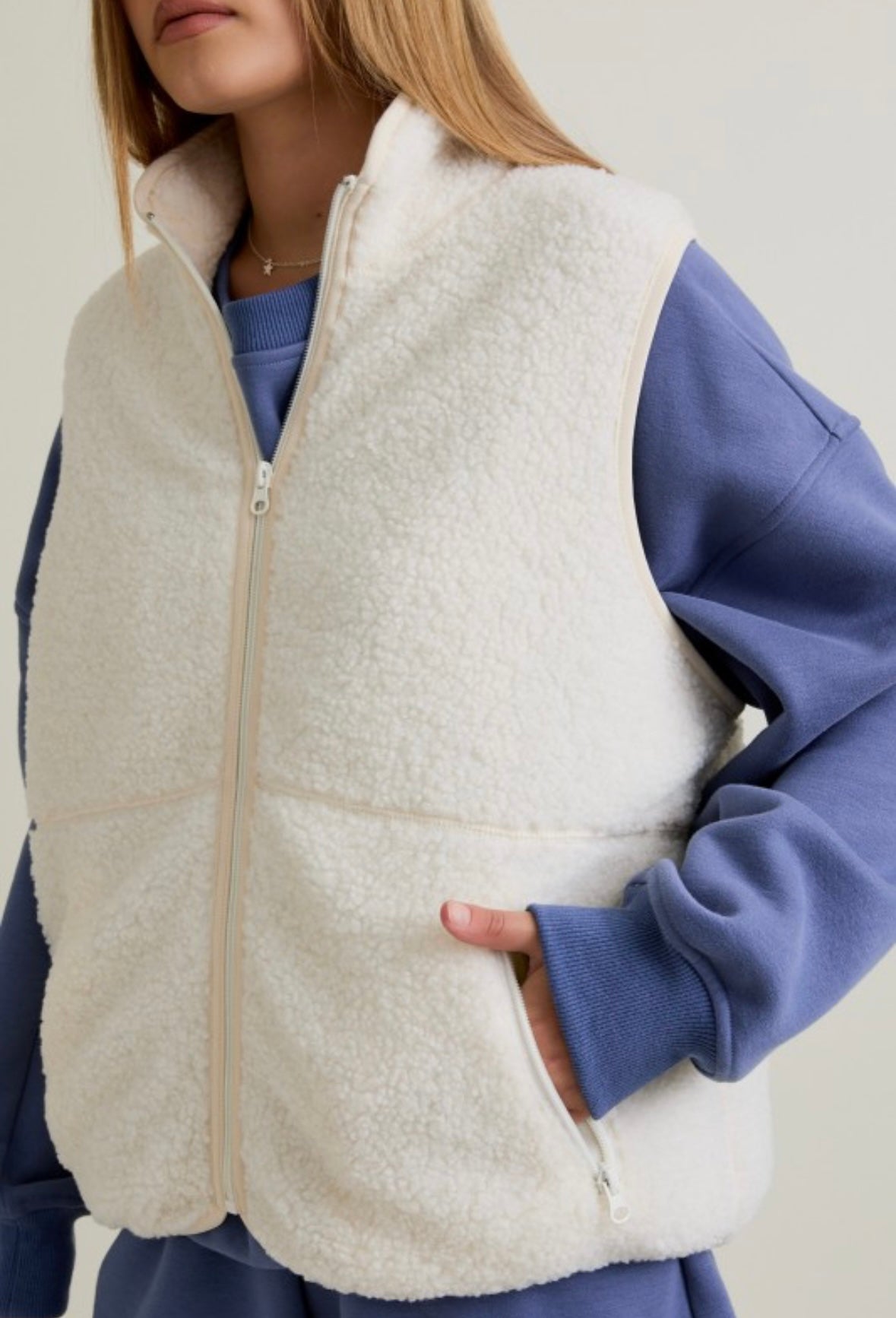 Sleeveless Mock Neck Fleece Vest