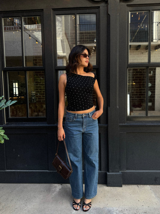 Polka Dot Darling One Shoulder Top