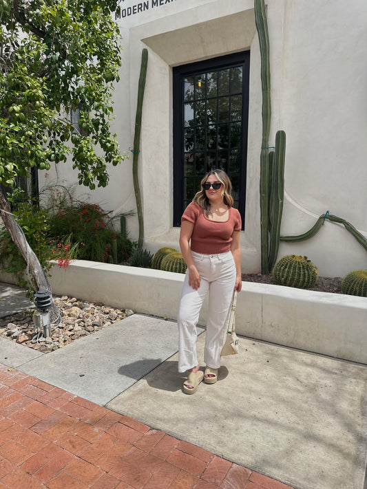 Sun Kissed Ribbed Sweater Top