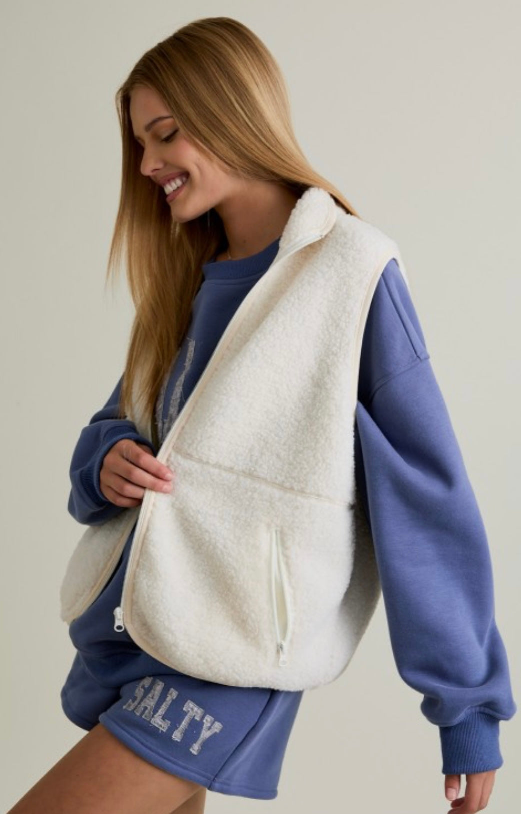 Sleeveless Mock Neck Fleece Vest