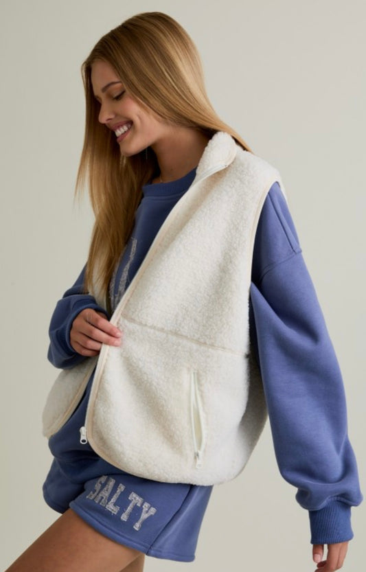 Sleeveless Mock Neck Fleece Vest