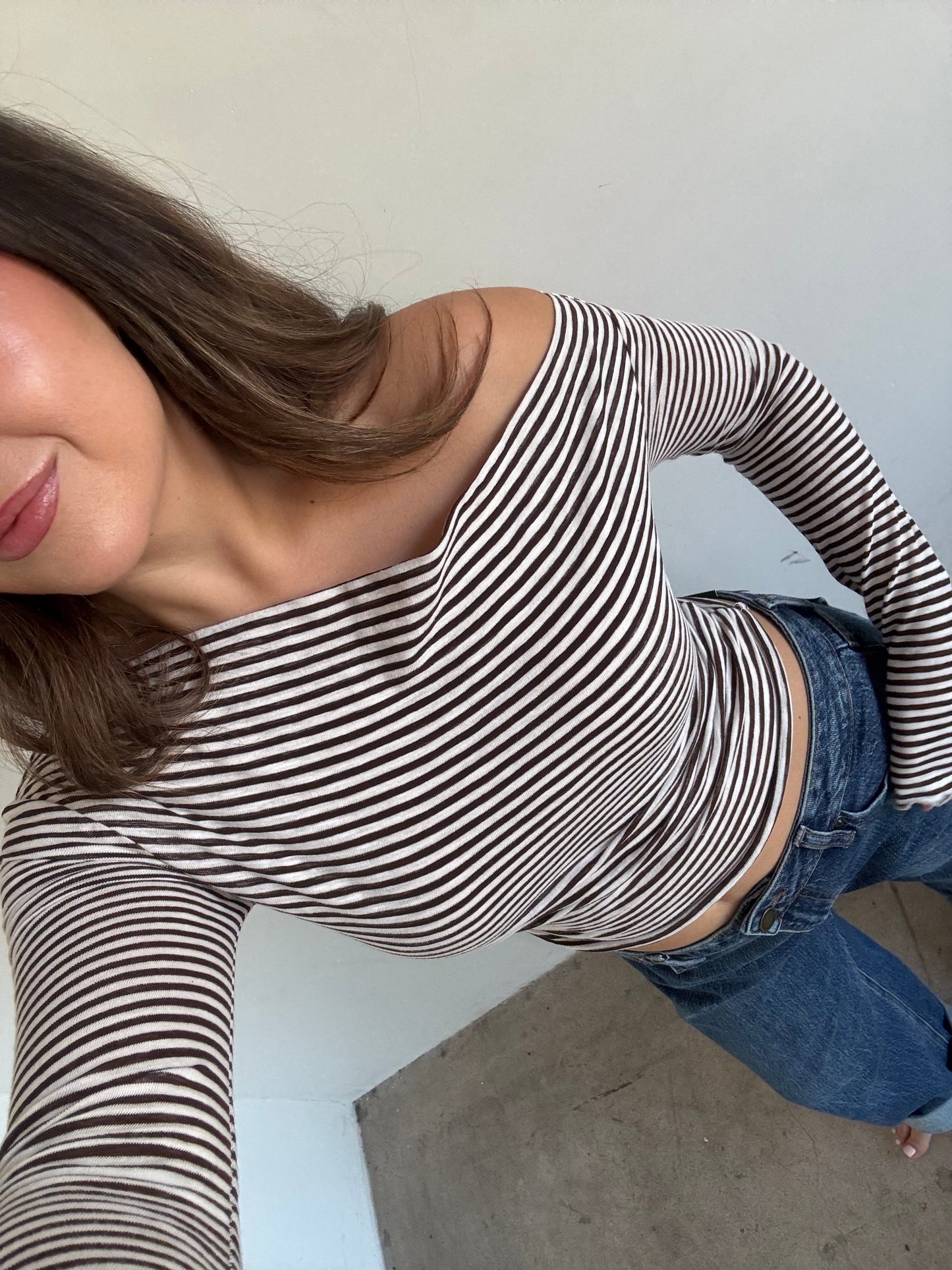 Hazel Stripe One Shoulder Long Sleeve