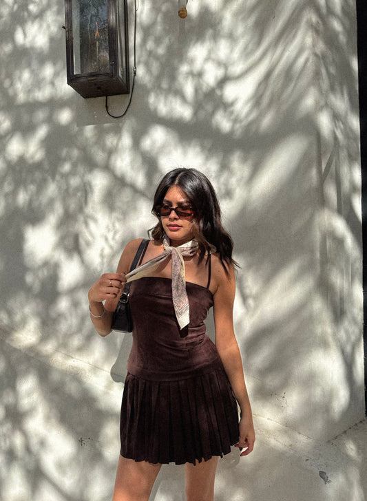 Suede Pleated Dress