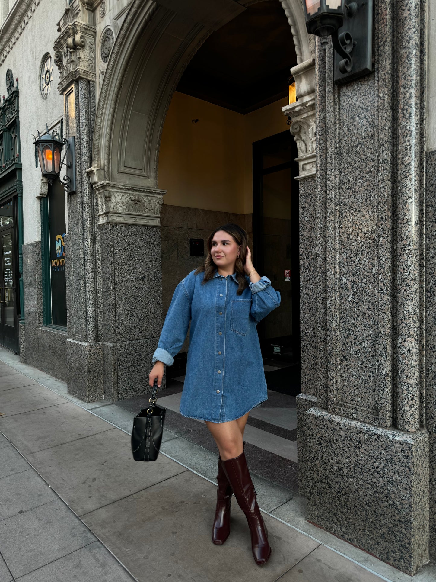 Denim Button Dress